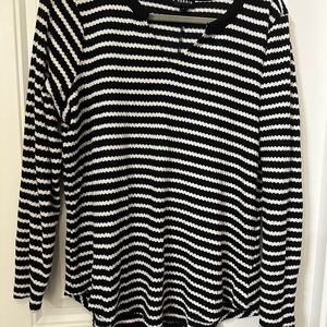 torrid Black & White Striped Long Sleeve Knit Top